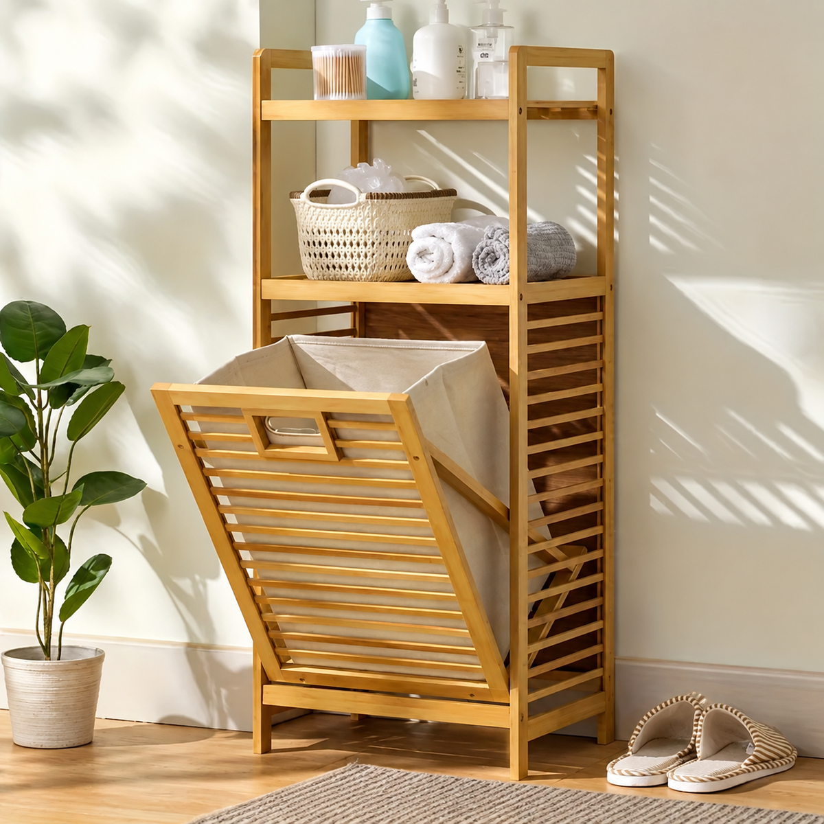 Étagère de salle de bain en bambou