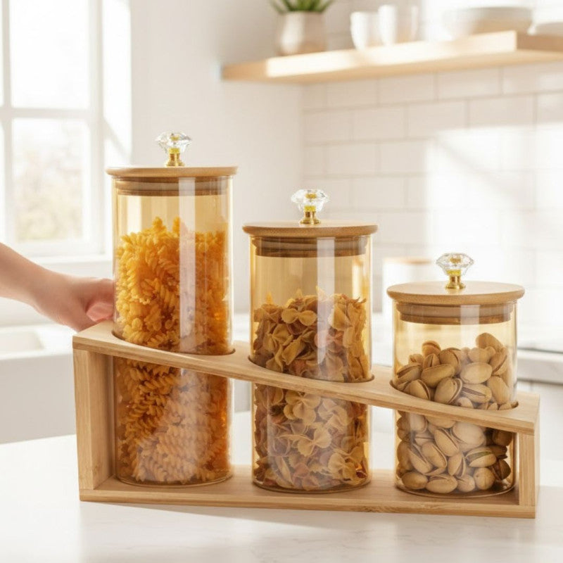 Ensemble de Bocaux en Verre avec Support