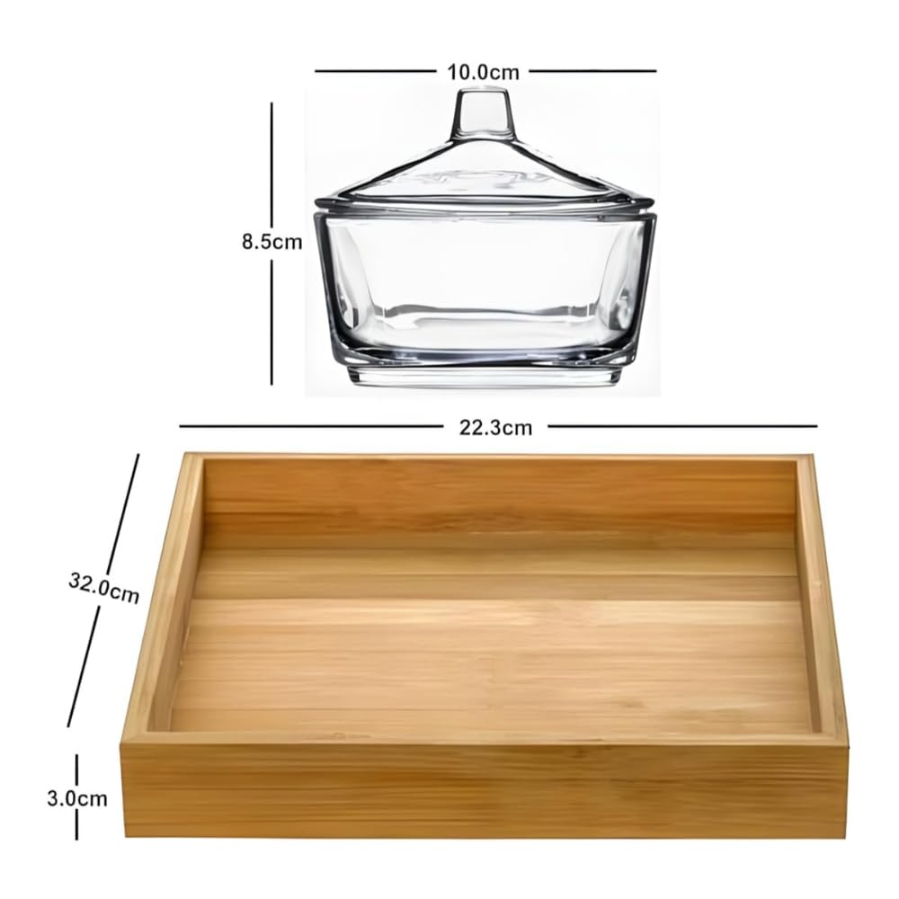 Assiette de Snacks en Verre sans Plomb avec Couvercle