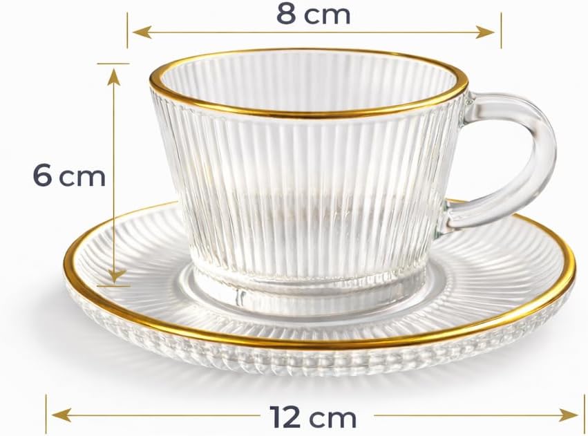 pack 6 tasses et soucoupes avec fil d'or