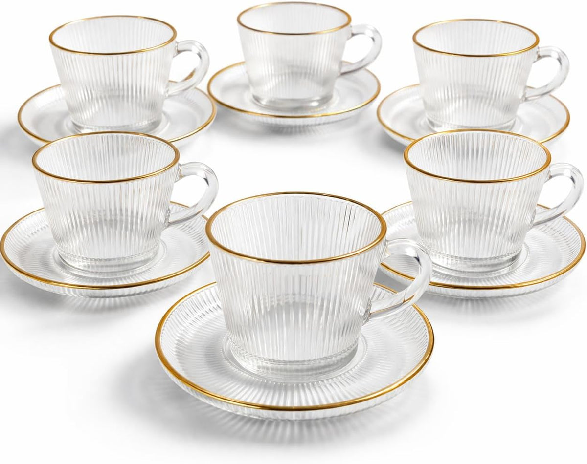 pack 6 tasses et soucoupes avec fil d'or