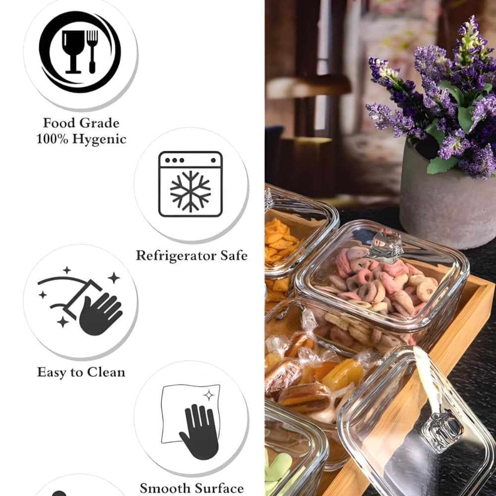 Assiette de Snacks en Verre sans Plomb avec Couvercle