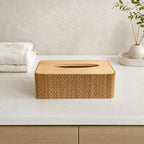 Boîte de rangement en bambou pour lingettes humides et essuie-tout