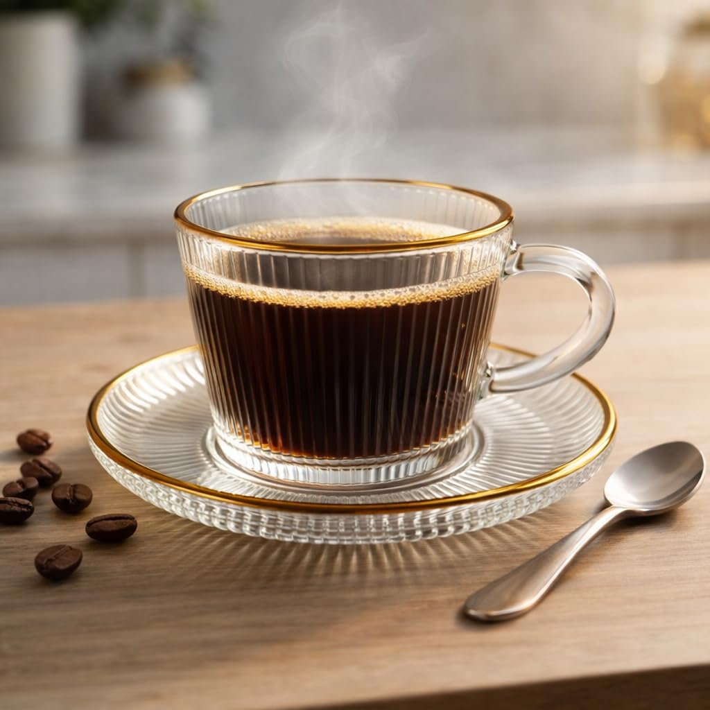pack 6 tasses et soucoupes avec fil d'or