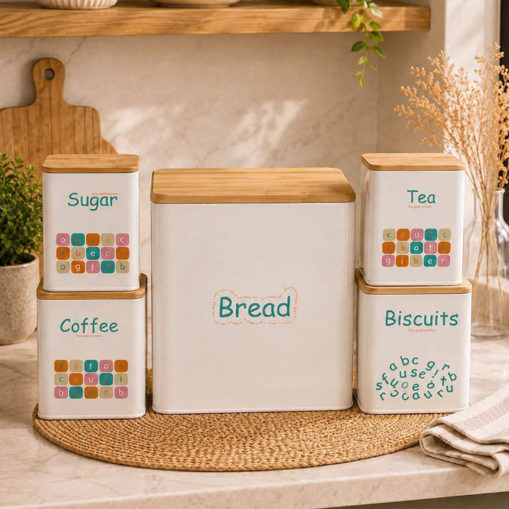 Set 5 boîtes de rangement cuisine en métal