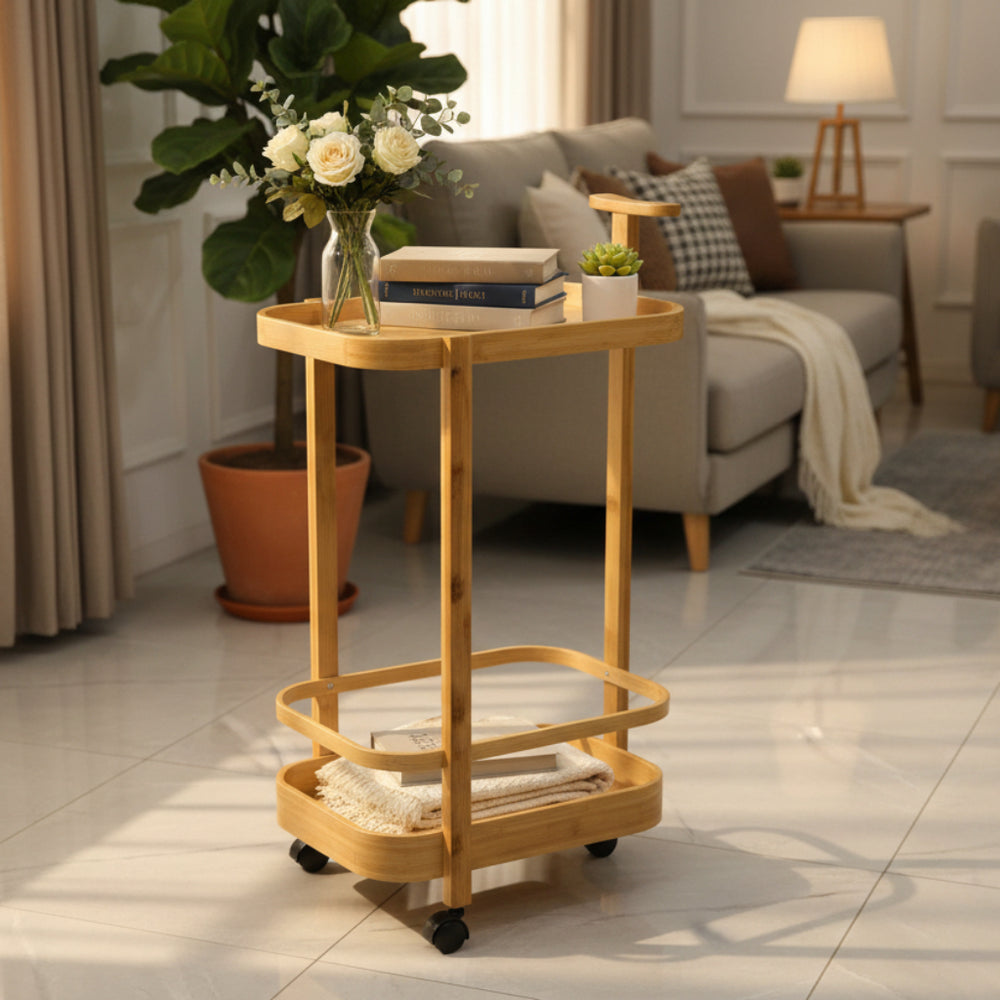 Generic desserte en bambou a roulettes